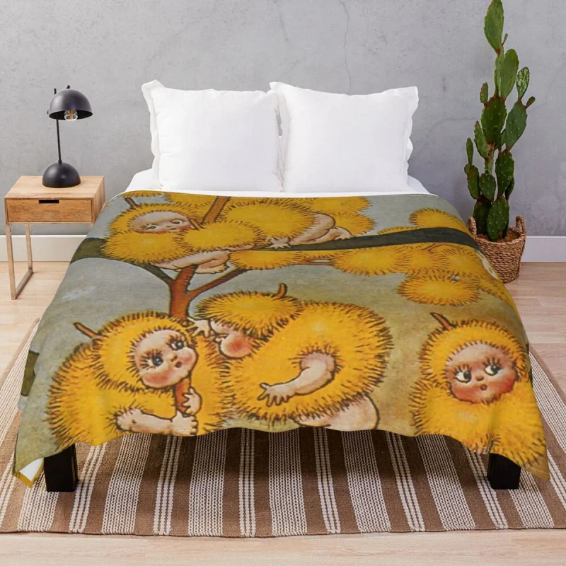 

Wattle Babies May Gibbs Print Thick blankets Veet Textile Decor Soft Throw Blanket for Bed Sofa Camp Office