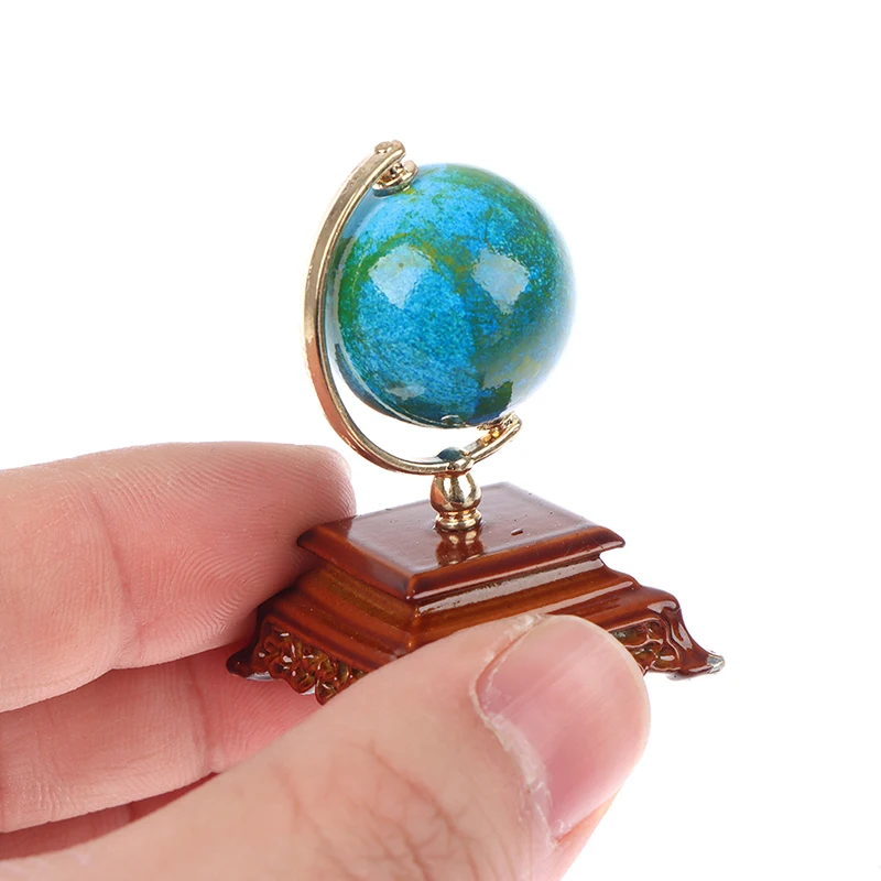 

1PCS Mini Metal 1:12 Scale Vintage Blue World Globe Miniature Dollhouse Furniture Livingroom Reading Room Decor Accessories