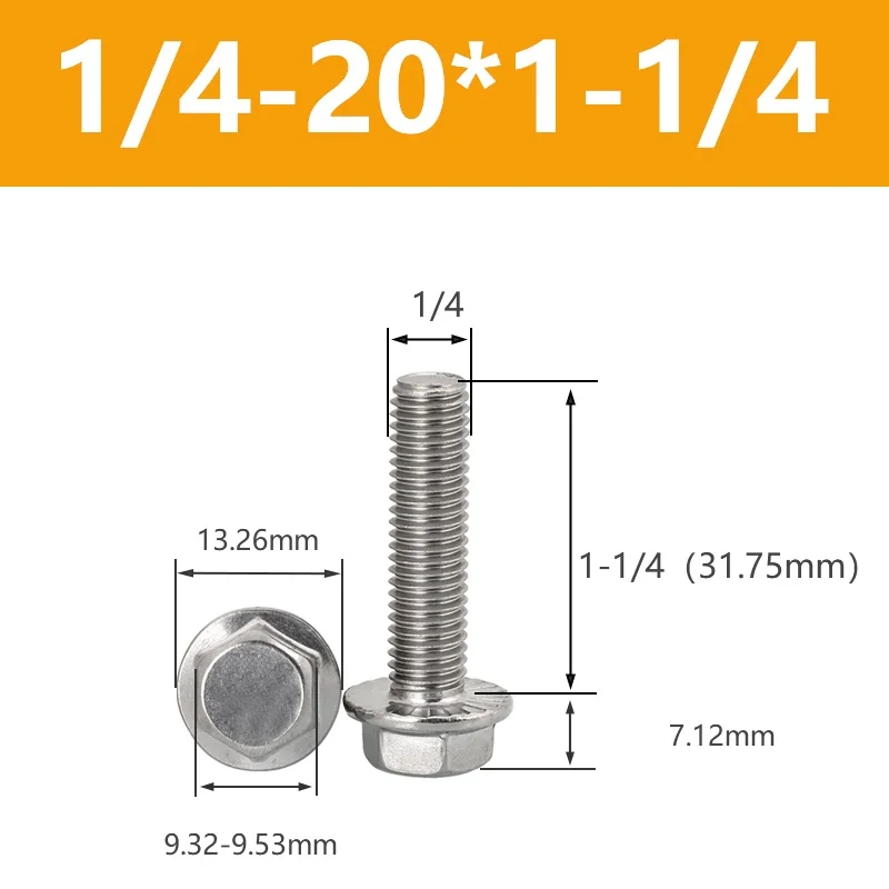 

UNC 1/4-20 5/16-18 3/8-16 Шестигранная головка из нержавеющей стали 304 с зубчатым фланцевым винтом с шестигранной шайбой