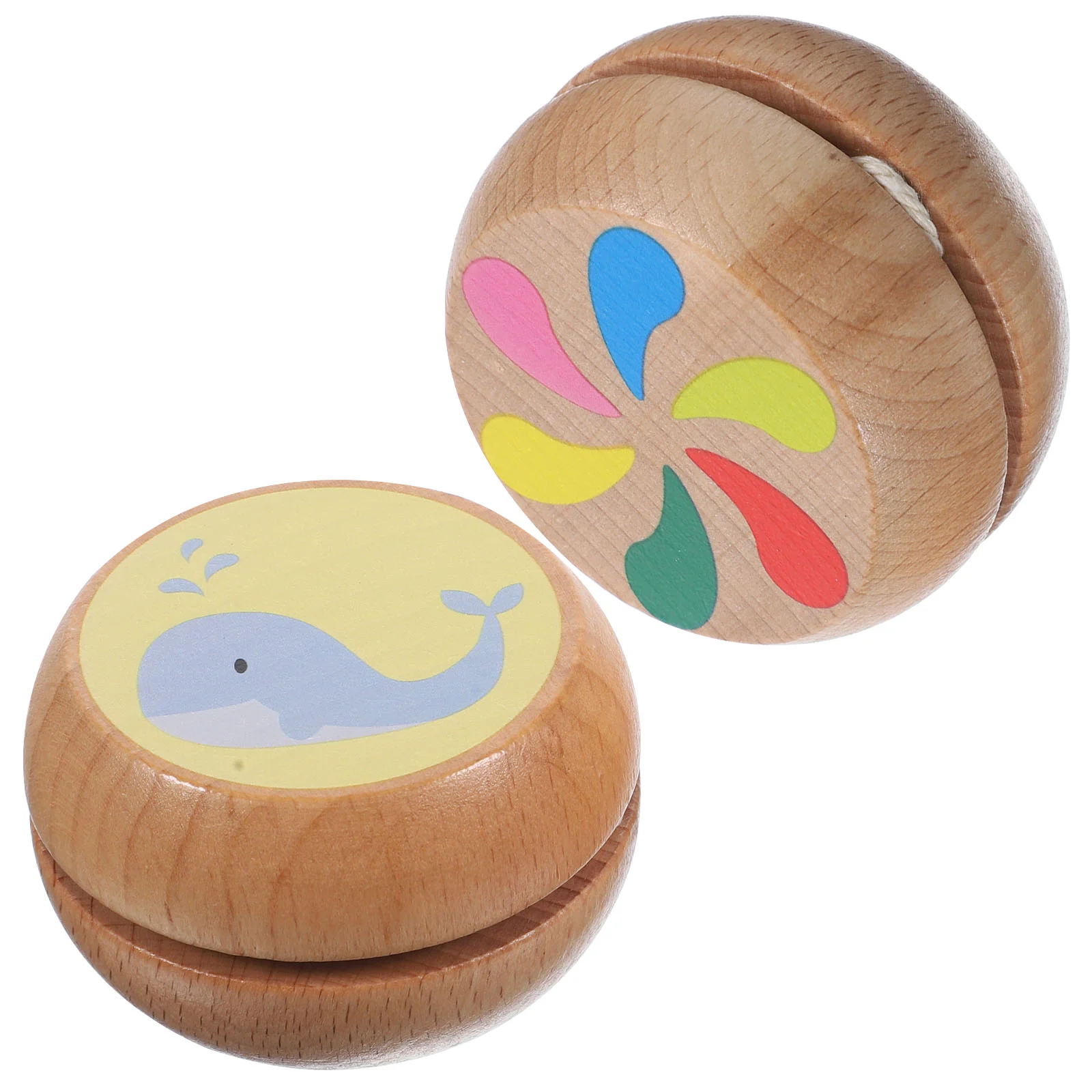 

2 Pcs Children's Yo-yo Wood Toy Yoyo Balls Wooden Unisex Plaything String Student Educational