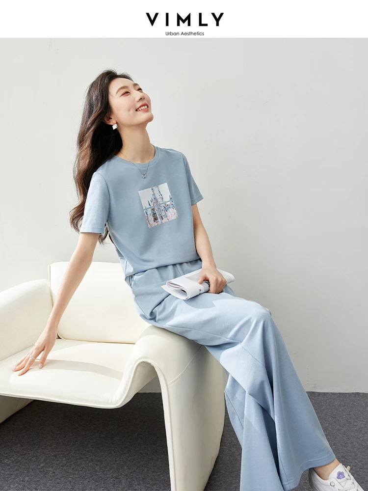 VIMLY женский повседневный спортивный костюм с короткими рукавами новая летняя
