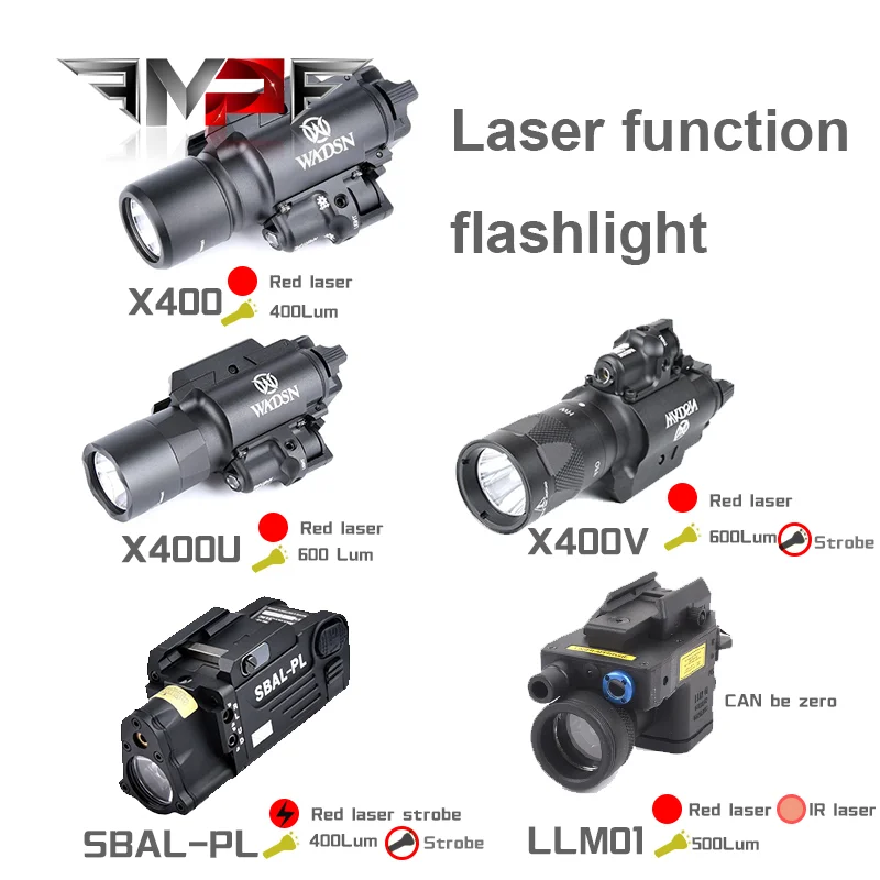 Wadsn X400 X400V X400U Flashlight  SBAL PL laser Light LLmo1 Full Function Torch Hunting Weapon Hight lumen Laser Light