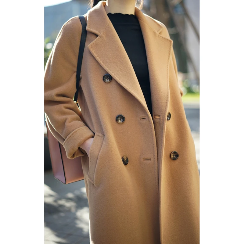 

Elegant Women Long Coat Autumn Winter Korean Fashion Long Coats For Women Vintage Overcoat Outwear Casaco Feminino