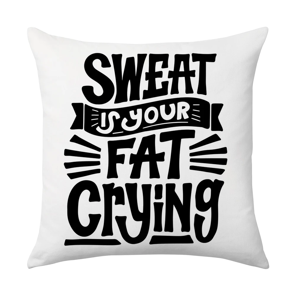 

Funny Letters Throw Pillow Cover 45x45cm Gym Decorative Cushion Cover Nordic Home Decoration Living Room Office Car Pillow Case