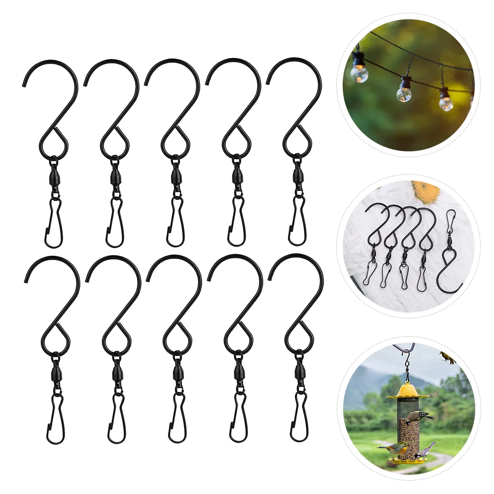 

10 Pcs String Light Hook Outdoor Hooks Hanging Hangers Wind Chime 360 Degree Swivel Metal Clip