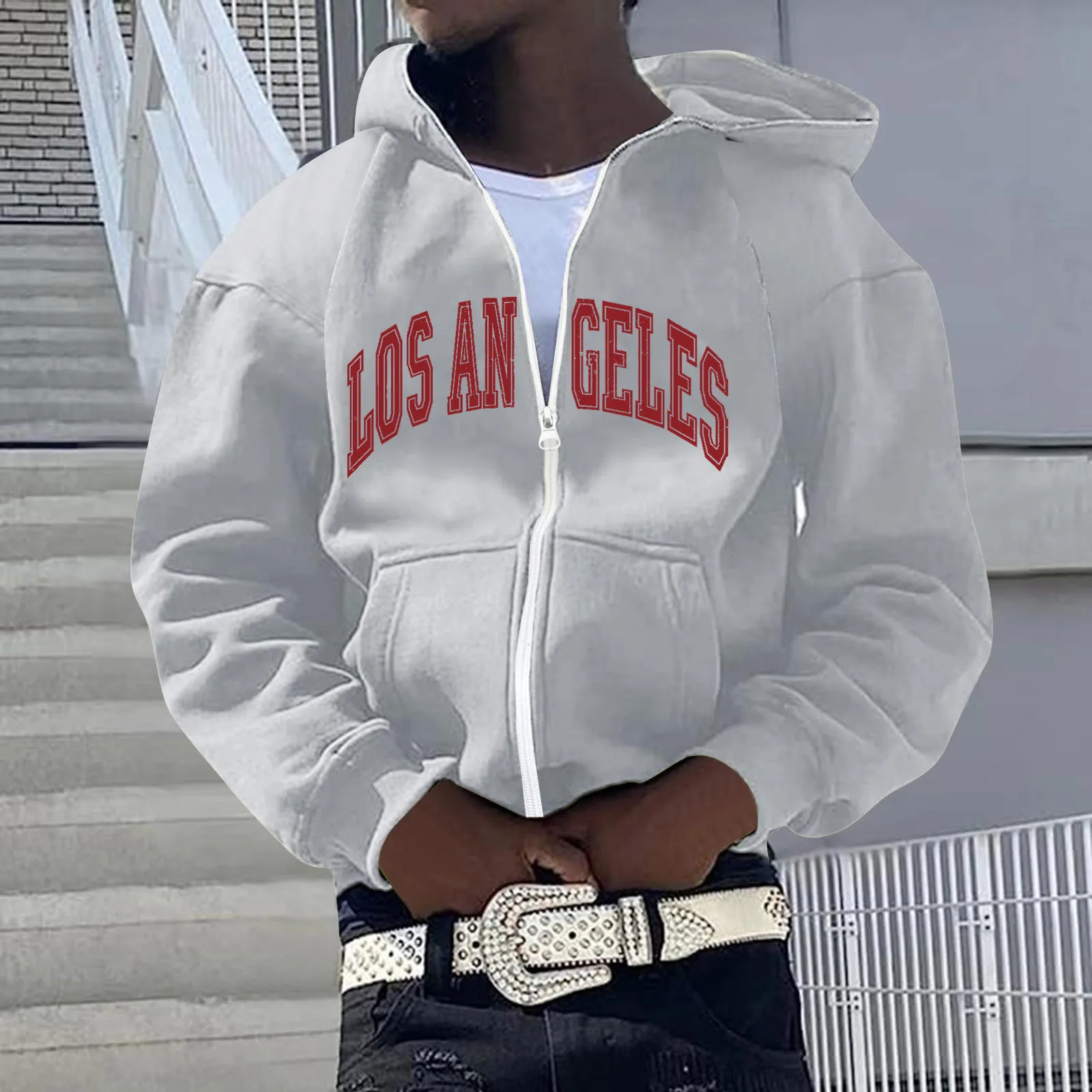 

Losangeles Sweetshirts Coat For Men And Women European And American Style Hip Hop Hooded Sweaters Casual Cardigans Male Coat