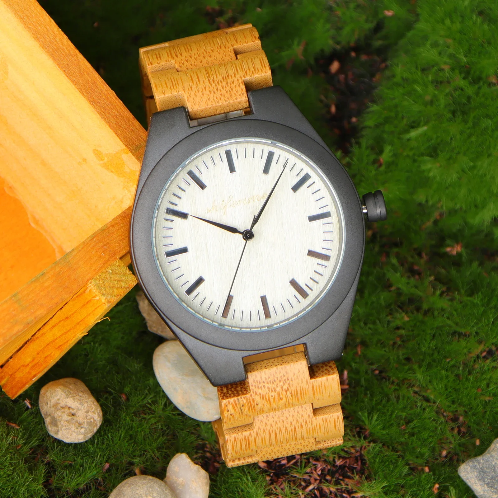 Kitykiss деревянные кварцевые водонепроницаемые часы ретро мужские с кодом времени