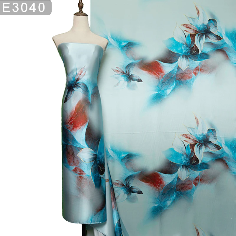 HYSK Ткань Из 100% Чистого Шелка Crêpe De Chine С Цветочным Цифровым Принтом Charmeuse