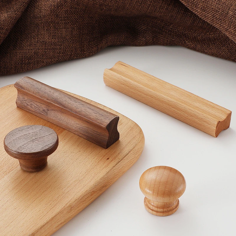 

Wooden Handle Drawer Cabinet Solid Wood Wood Wood Modern Minimalist Nordic Japanese Wardrobe Long Handle Handles for Furniture