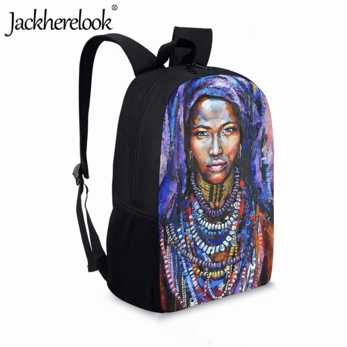Jackherelook Mysterious Tribal Female Pattern Art Oil Painting School Bag Fashion Trend Teen Backpack Student Girls Laptop Bag