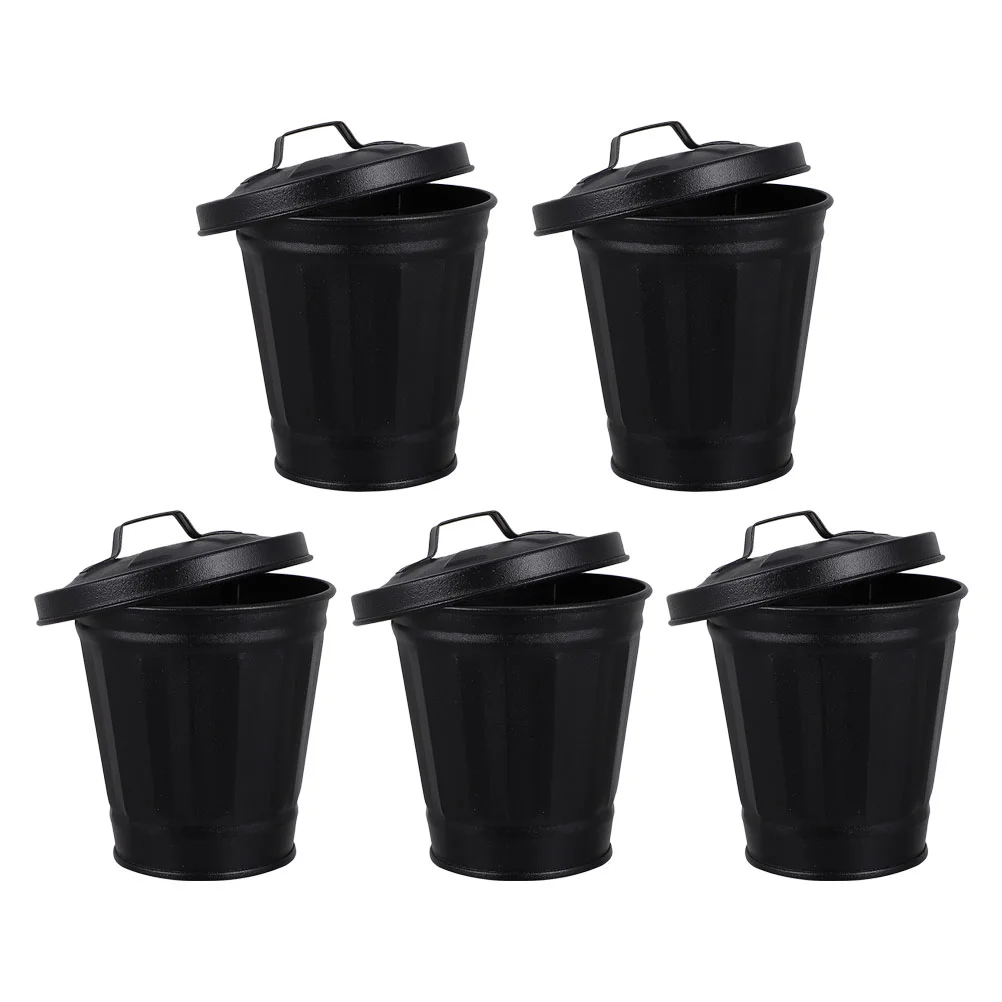 

Trash Metal Can Bin Mini Bucket Container Garbage Holder Galvanized Flower Iron Countertopdesktop Planter Office Flowerpot