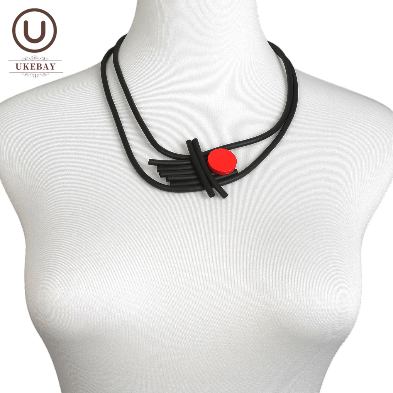 Новинка черное ожерелье с подвеской неправильной формы UKEBAY женское резиновое в