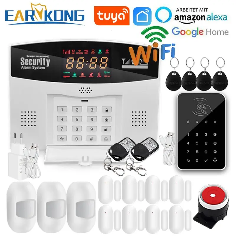 433mhz Home Burglar Security Alarm Tuyasmart / Smart Life App Compatible With Alexa Google