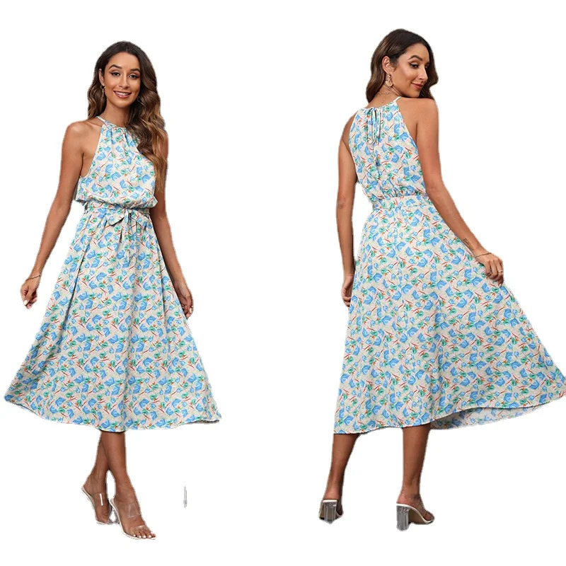 

Женское платье-миди без рукавов, с цветочным принтом