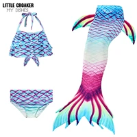 girls swimmable mermaid tail princess dress with monofin kids holiday costume cosplay swimsuit swimming my hero academia