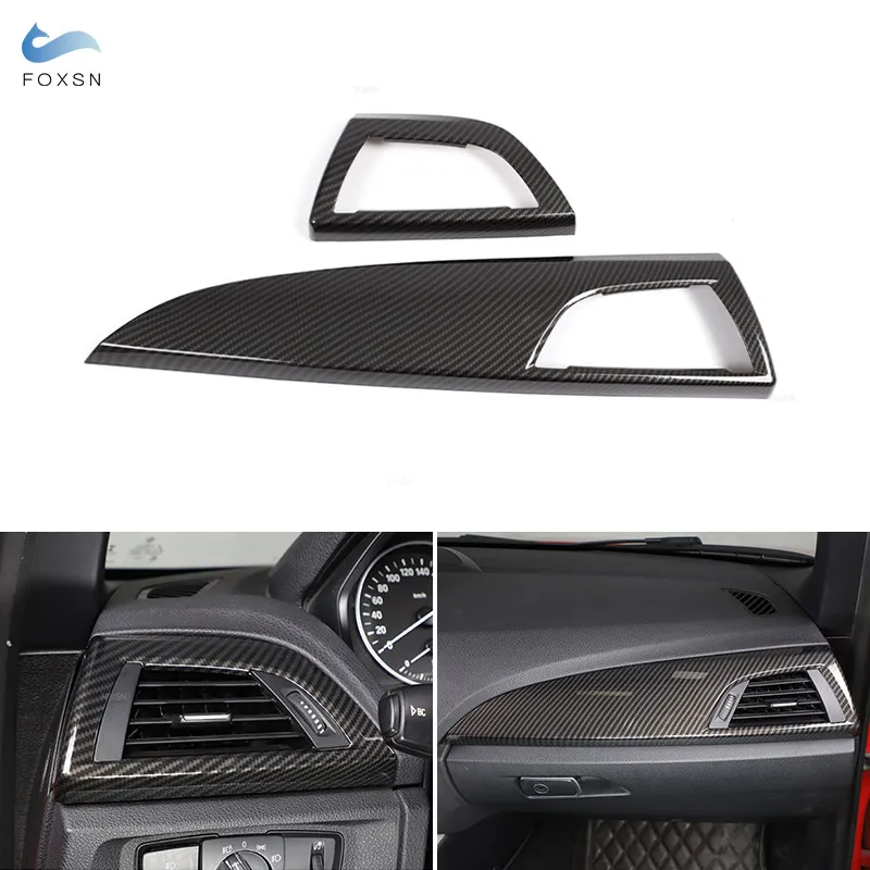 ABS Carbon Fiber Texture Interior Dashboard Side Air Conditioning Air Outlet Panel Trim Cover For BMW 1 2 Series F20 F21 F22 F23