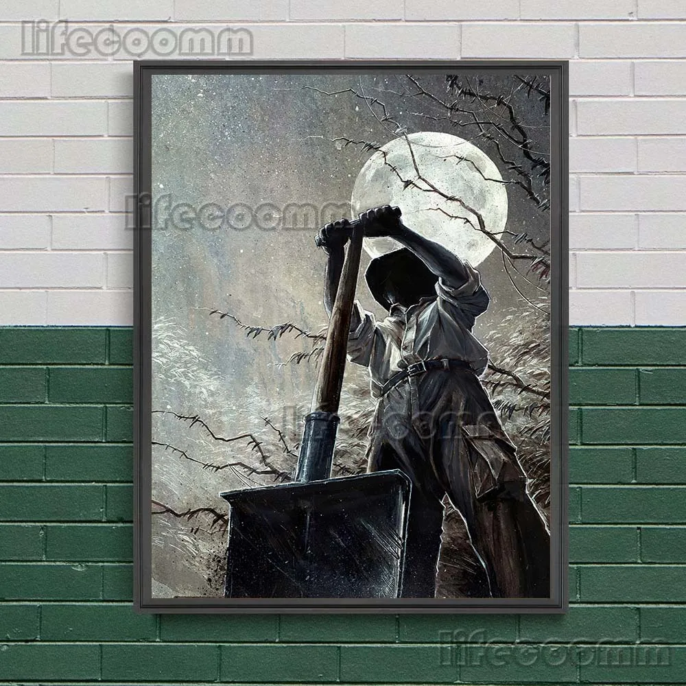 Винтажная Картина на холсте гравировщик и зомби |