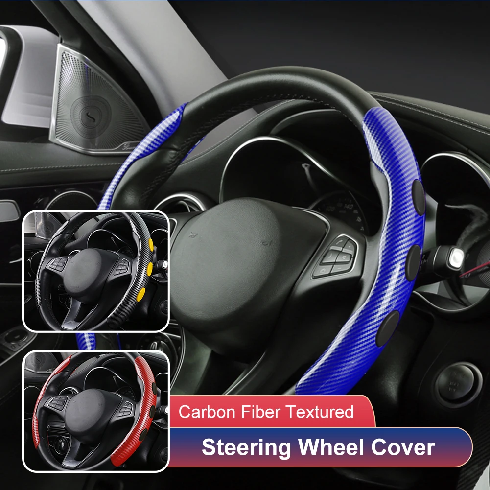 

Universal Steering Wheel Cover Carbon Fiber ABS 38cm/15in Non-Slip Steering Cover Four Seasons Car Decor Interior Accessories