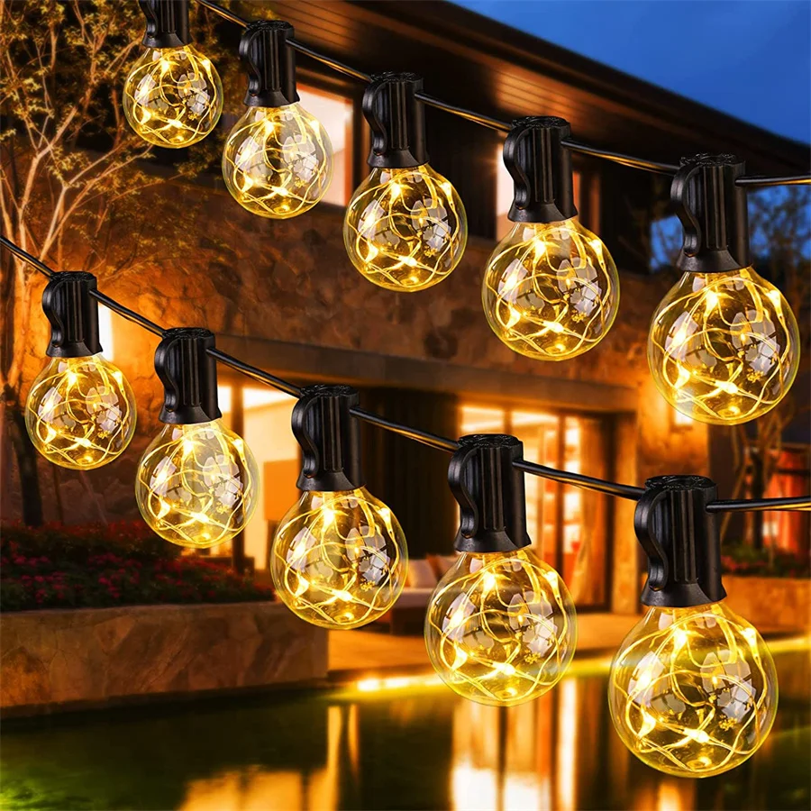

10M 25 Globe Bulb Solar String Light Outdoor G40 Globe Garden Patio Fairy String Light Copper Wire Solar Christmas Garland Light