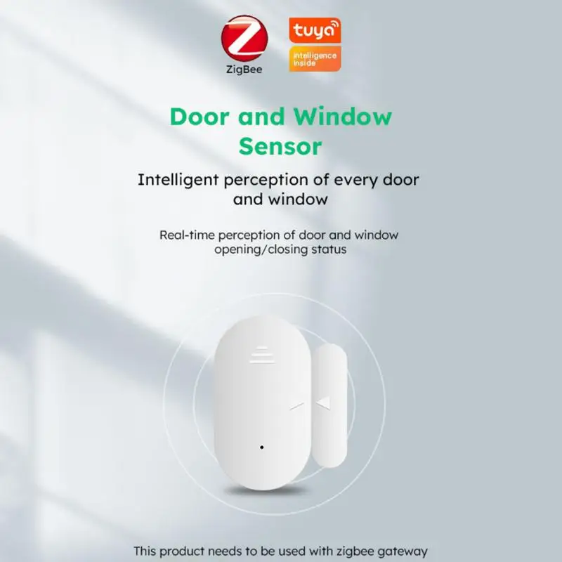 Tuya Zigbee Door Window  Sensor Smart Life Control Wireless Door Detectors Automatic Sliding Door Magnetic Contact Sensor