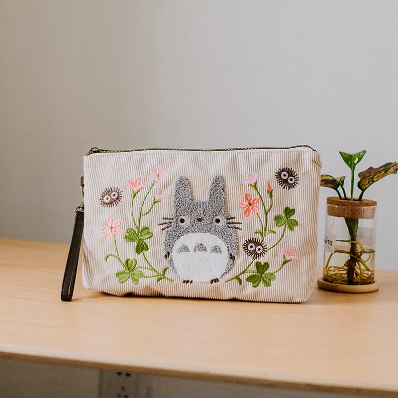 Anime Cute Totoro Cartoon Canvas Messenger Bag Shoulder Bag High Quality Embroidery Outdoor Cosmetic Bag Handbag as Girls Gift