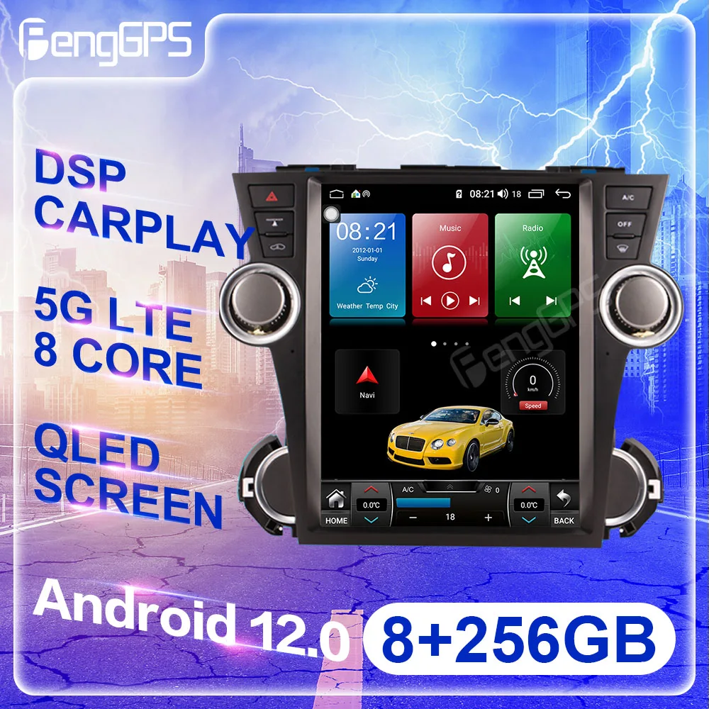 

Android 12.0 Auto Car Radio For Toyota Highlander 2009-2013 Multimedia Player GPS Navigation Touch Screen Head Unit DSP Carplay