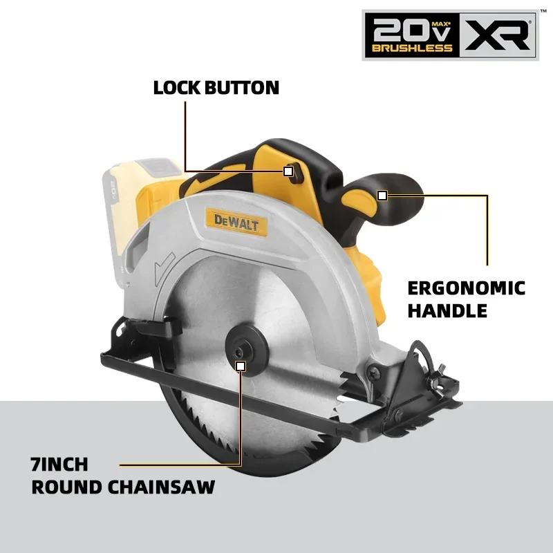 Бесщеточная циркулярная пила Dewalt 5000 обмин, 7 дюймов, аккумуляторная, ручная, для работы по дереву, с регулируемой глубиной реза, многофункциональный инструмент (art.: 3920d80fffae4) - 3920d80fffae4