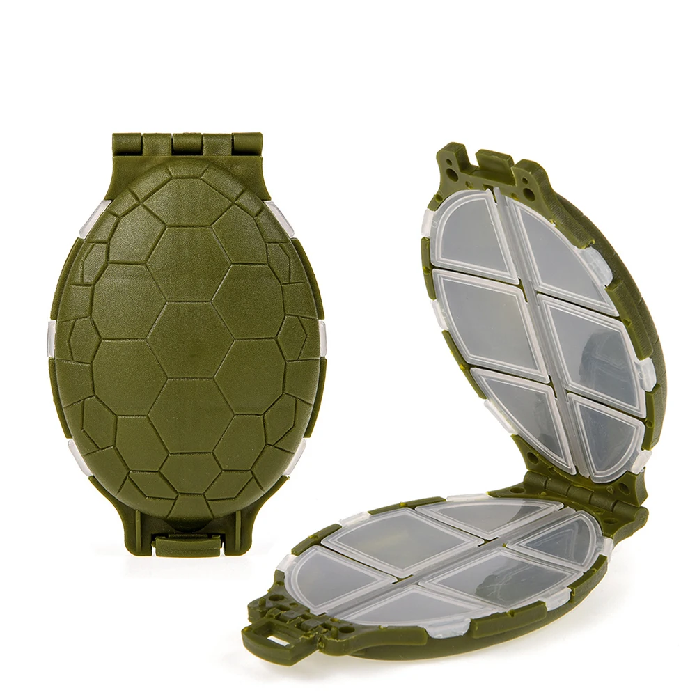

12 Compartments ABS Turtle Fishing Lure Hooks Storage Tackle Case Green Box Lightweight Portable Multiple Compartments