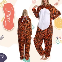 unisex anime tiger onesies woman men one piece hooded jumpsuits family matching pajamas winter fall flannel couple stich pijamas