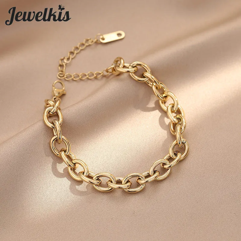 

Stainless Steel High Quality Smooth Shiny Gold Color Bracelet for Women Men Ins Style Woven Minority Fashion Jewelry Accessories