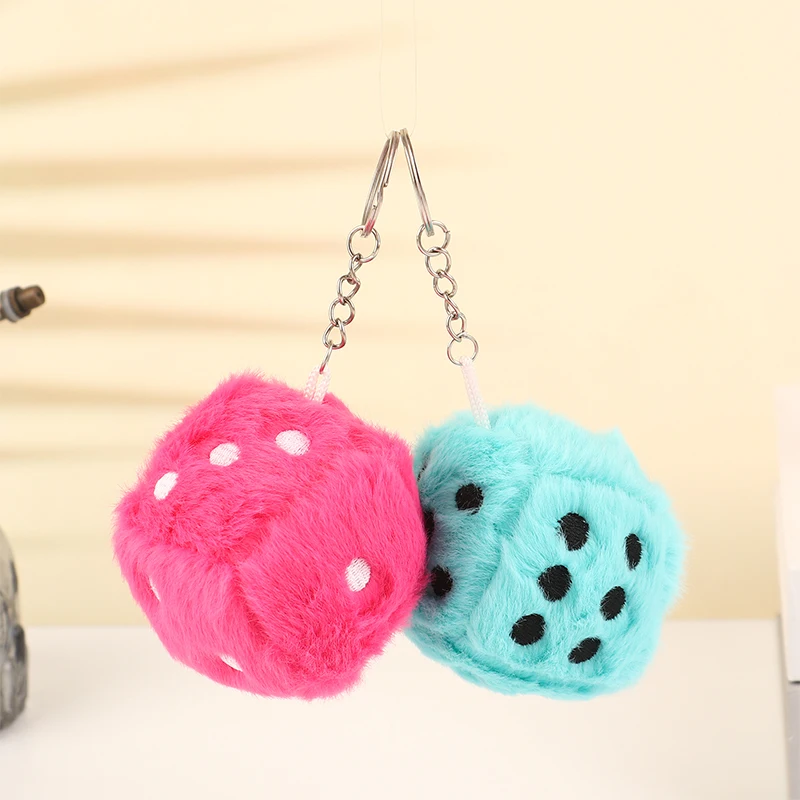 

1PC Dice Plush Toy Pendant Soft Stuffed Doll Keychain Backpack Car Bag Key Ring Decor Kid Gift 6cm/2.36in