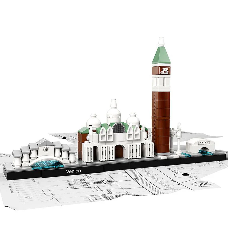 

Venice City Architecture Skyline Building Blocks Set Tower Edifice Bricks Town Street View Assemble Toys For Children Gifts