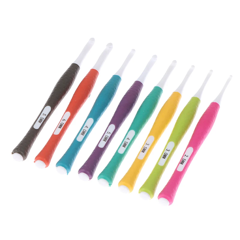 

2.5-6.0mm 8PCS/set Multicolor Plastic Handle Crochet Hooks Knitting Needles