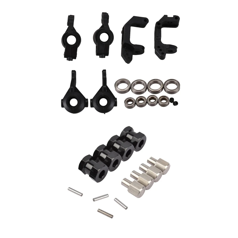 

1Set Steering Front Rear Hub Carrier Bearings & 4X 12Mm Hex Wheel Hub Drive Adaptor Combiner Coupler For Axial SCX10 D90