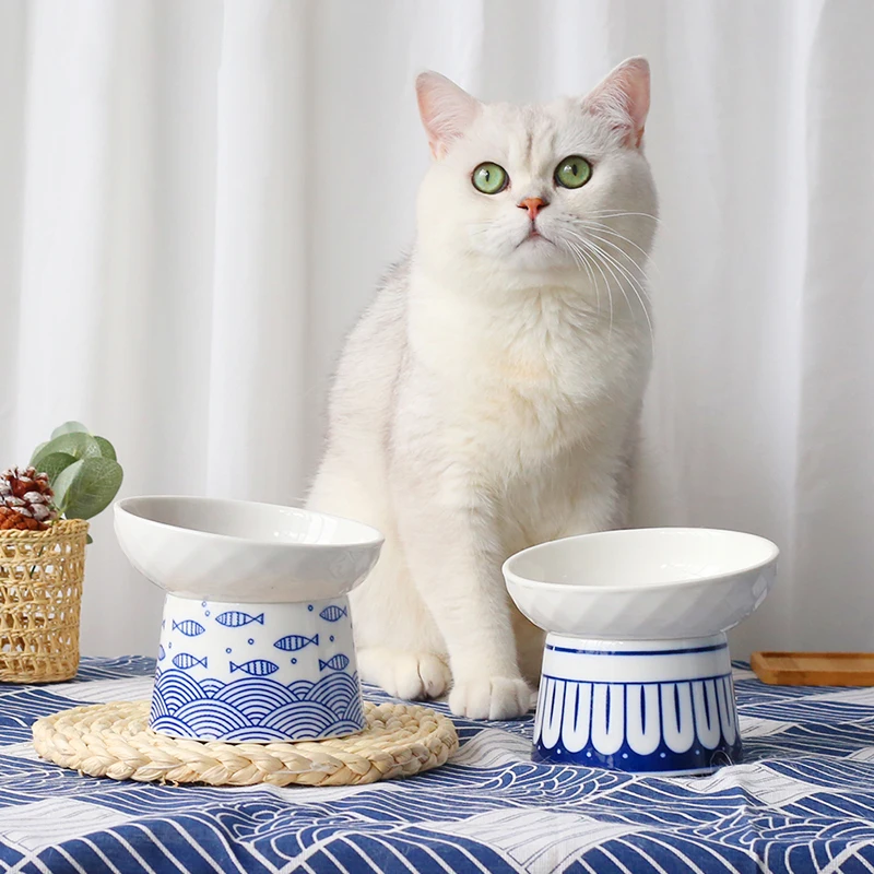 

Cat Ceramic Bowls Small Puppy Dogs Food Water Feeding Bowl Pet Elevated Drink and Eat Feeders Pet Anti-overturning Snack Basin