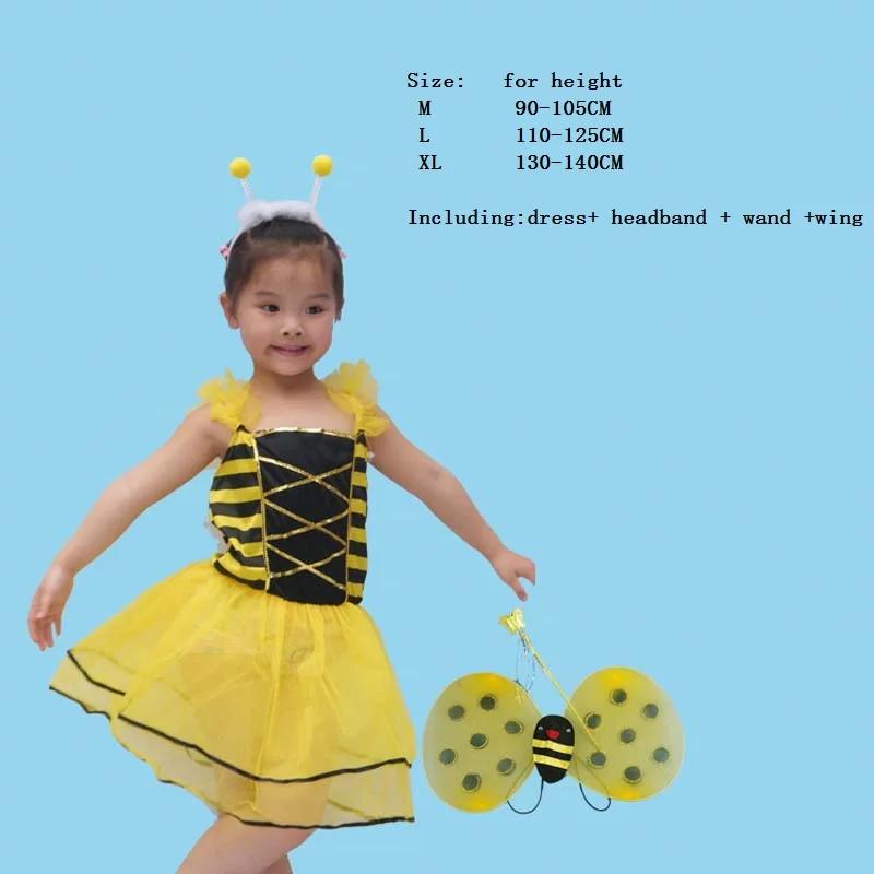 Halloween Cartoon Animal Bee Costume Child Kids Girls Cosplay Birthday Party Dress Clothing Stage Purim Festival | Тематическая