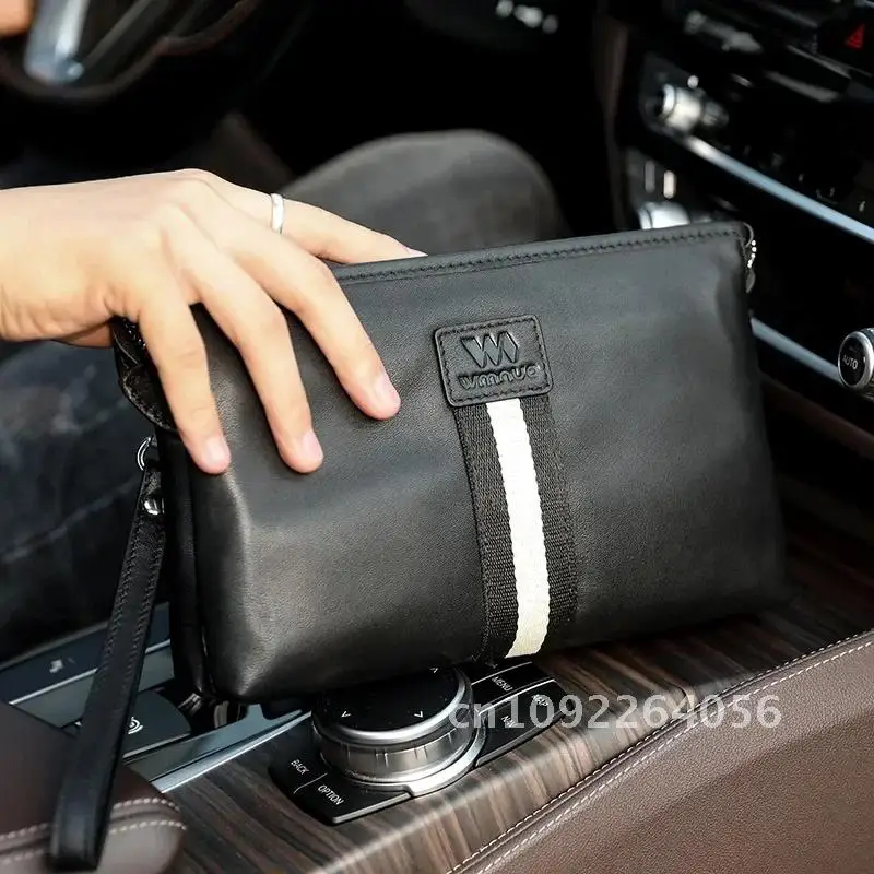 SENOFAN Мужские клатчи из 100% натуральной кожи двухслойная большая сумка-конверт на