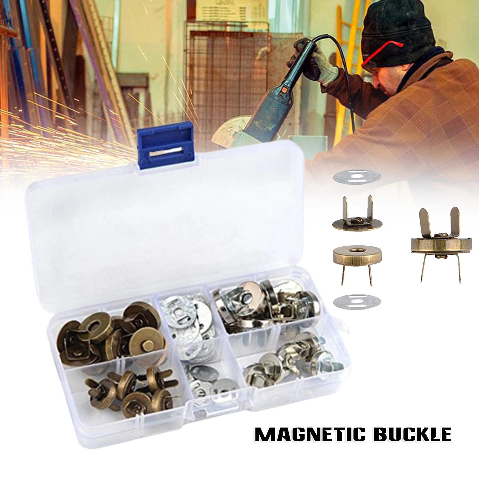 

20pcs Magnetic Thin Snap Button Set 1.4-1.8cm Round Metal Buckle for Suitcase Snap Buttons Buttons for Sewing Home