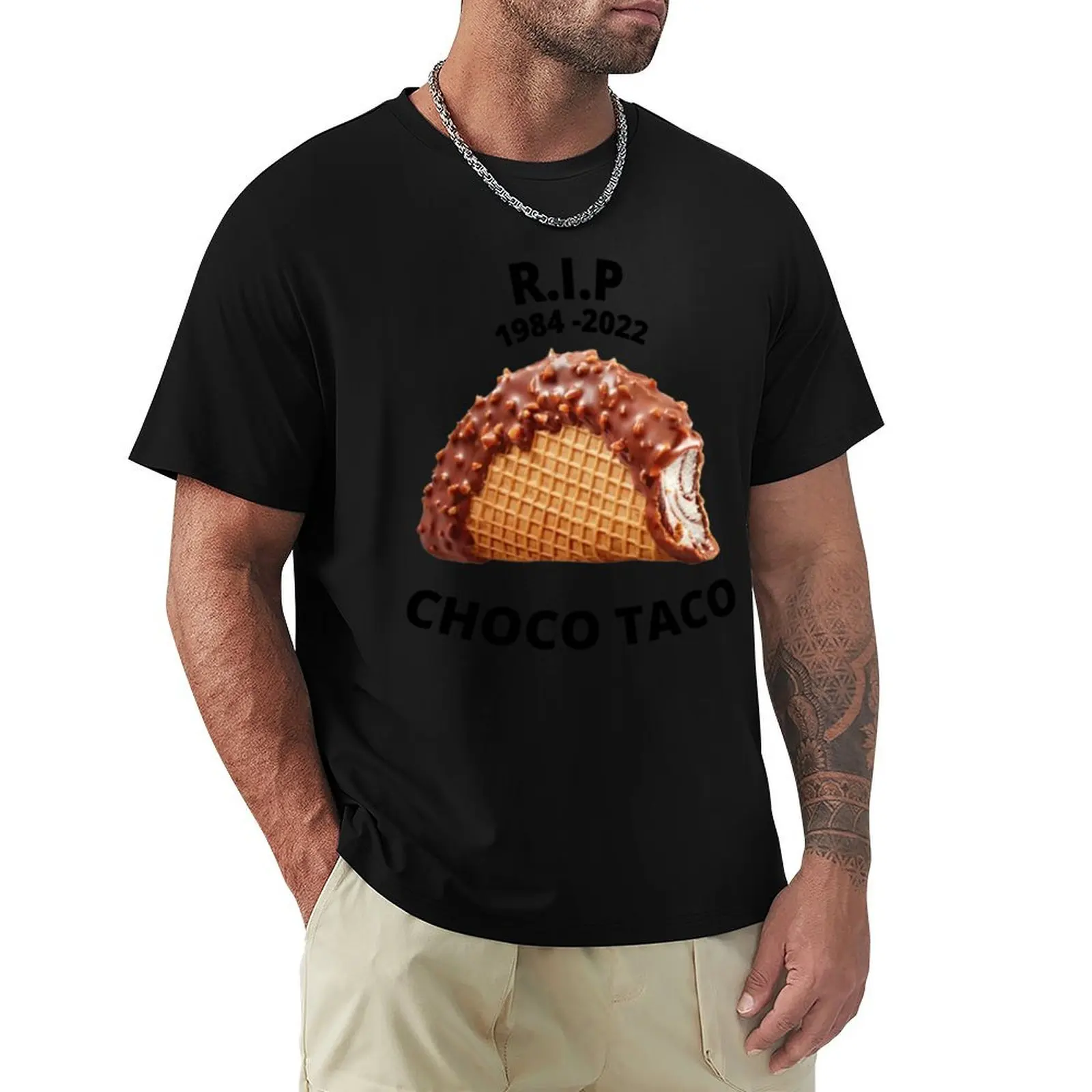 Фото Футболка Choco Taco с производства мороженого, быстросохнущая забавная футболка с синим замком для мужчин №1
