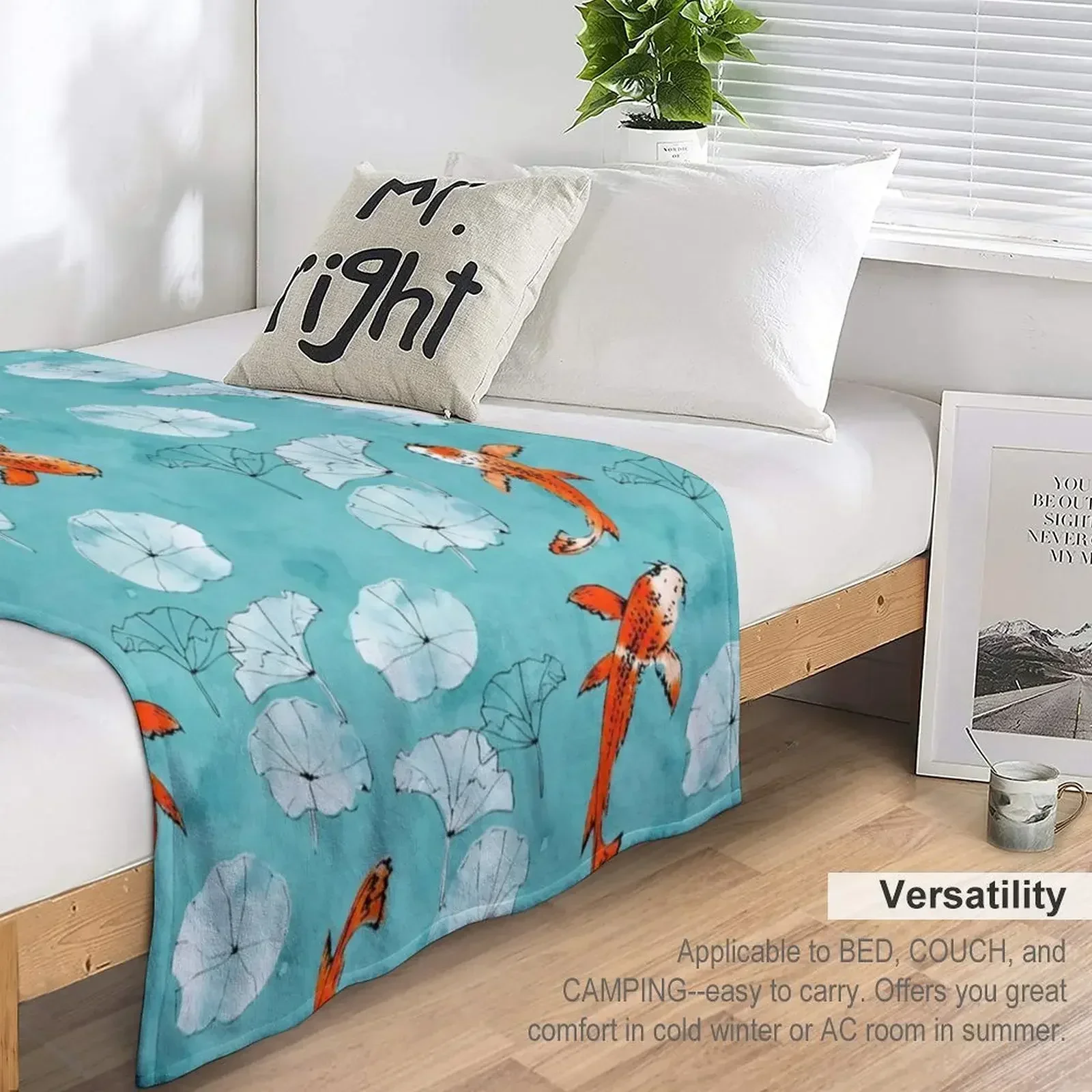 Waterlily koi в бирюзовом цвете одеяла для ребенка мягкие клетчатые диванные полярные