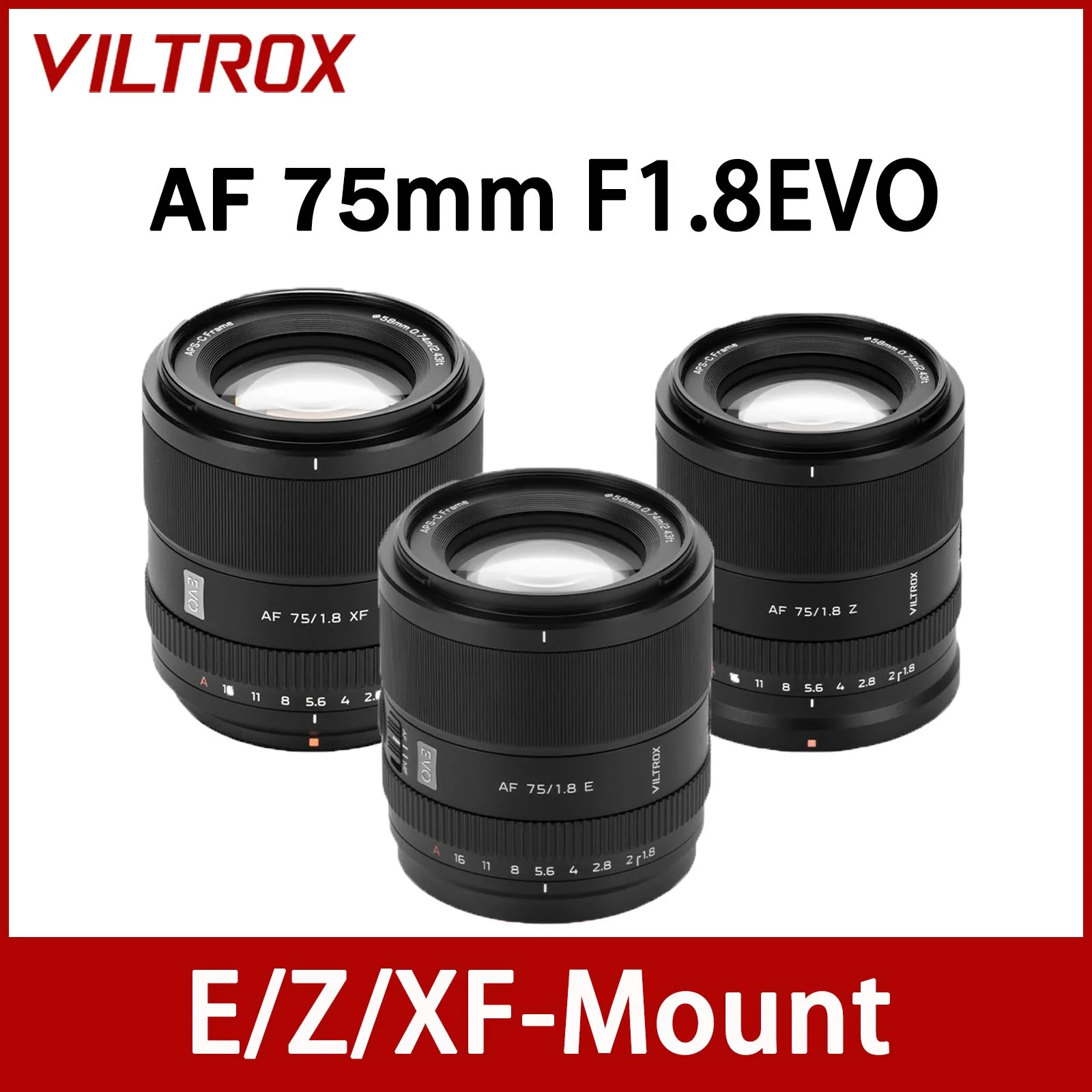 Фото Телеобъектив Viltrox 75mm f1.8 EVO с автофокусом для беззеркальных камер Sony E, Fuji X, Nikon Z (APS-C) №1