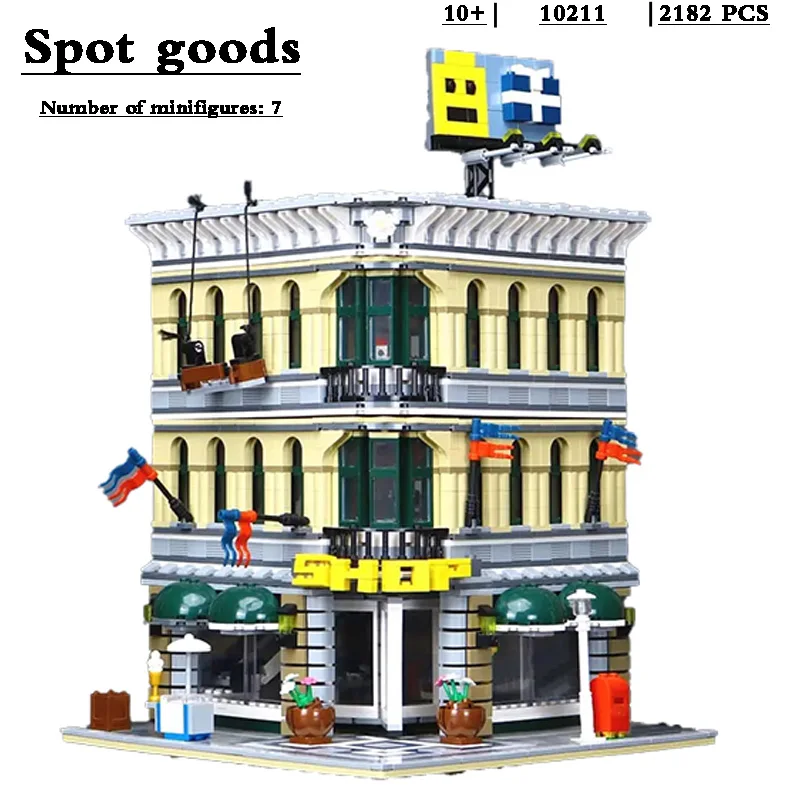 

В наличии 10211 совместимые строительные блоки 2182 шт., большой торговый центр, кирпичный магазин, уличный просмотр, рождественские подарки