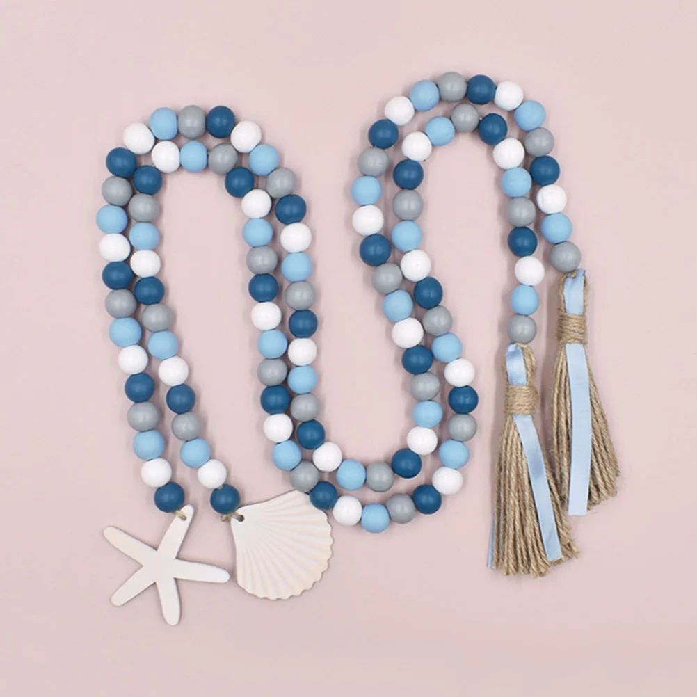 

2Pcs Wooden Bead Garlands Beach Theme Bathroom Decor Wall Hanging Adornment for Hotel Garden Bedroom