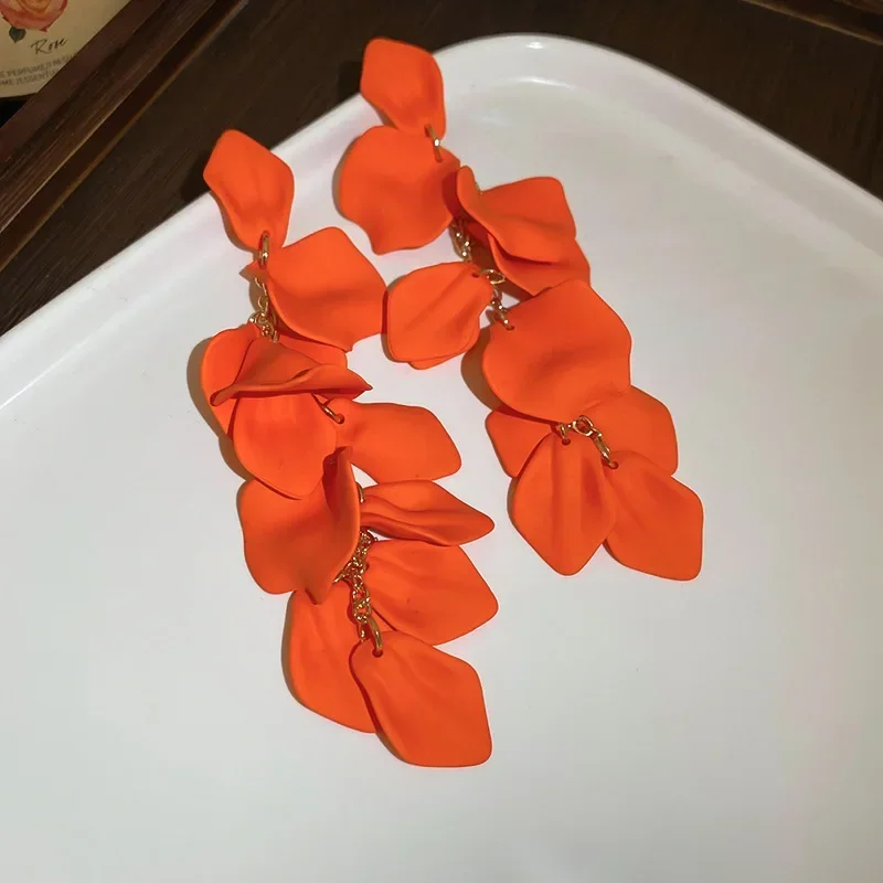 Женские Оранжевые Серьги-кисточки в Корейском стиле