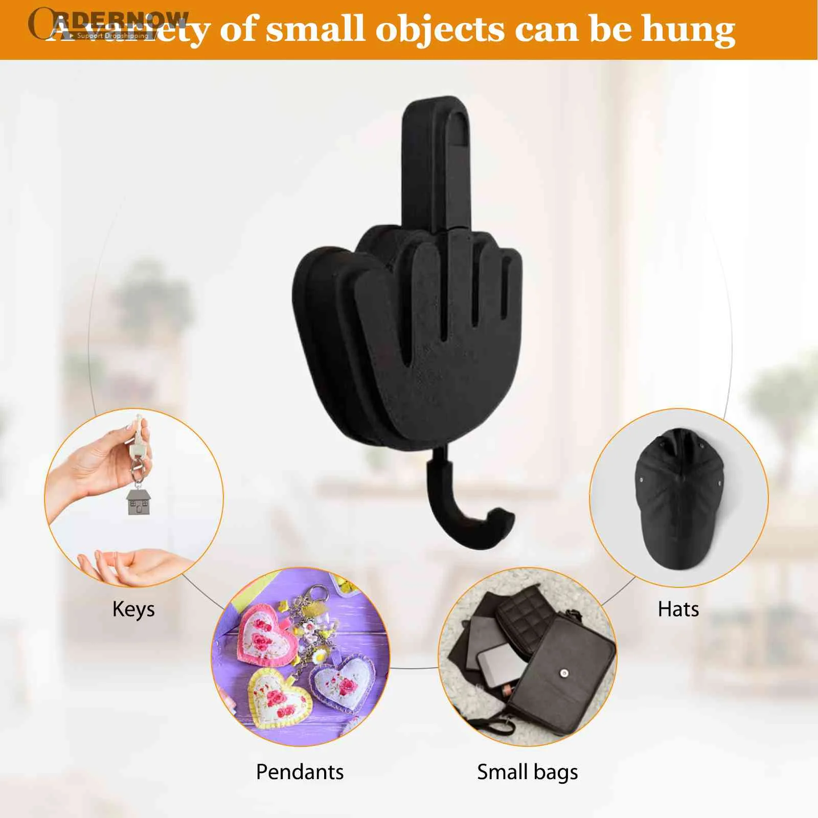 

Вешалка для ключей среднего пальца, клейкая настенная вешалка для ключей, держатель для ключей для гостиной, креативный органайзер, принадл...