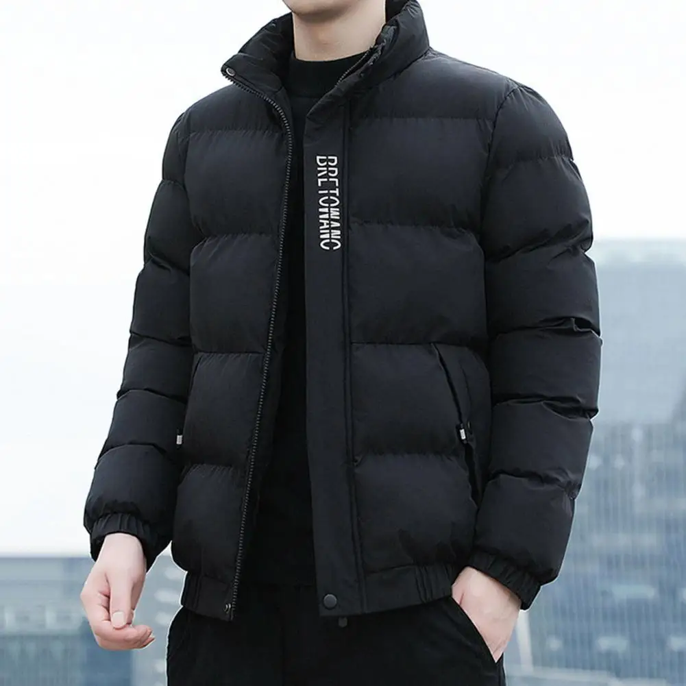 

Fashionable Cotton Coat Stylish Winter Men's Cotton Jacket Windproof Design Pocketed Lapel Collar Short Casual Handsome for Men