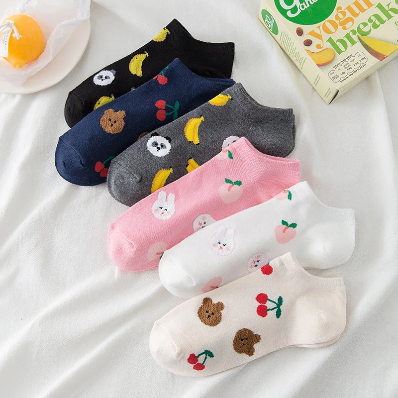 

Японские милые носки Kawaii С мультяшными животными, женские летние невидимые носки, тапочки, милые носки с фруктами и низким вырезом, носки-ло...