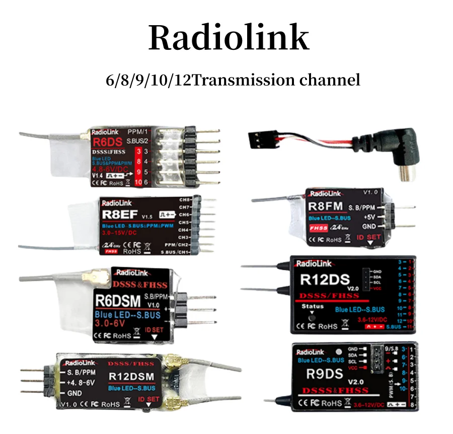 

Radiolink R12dsm R6dsm R6ds R9ds R8ef R8fm 6/8/910/12 Channel Receiver At9 At9s At10 Rc Receiver 2.4g Signal For Rc Transmitter
