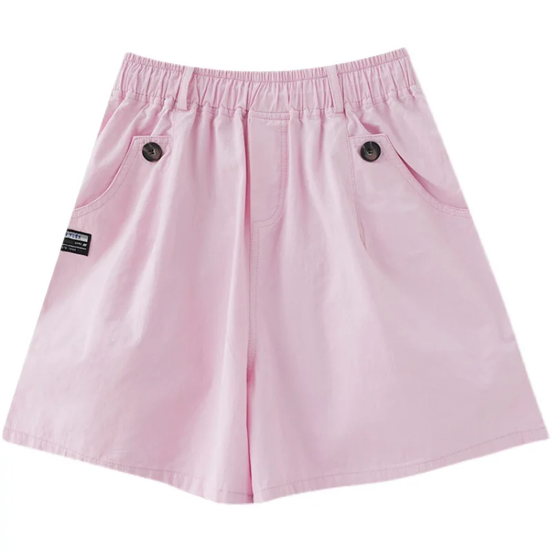 

Solid color cotton and linen wide leg maternity shorts loose summer style one