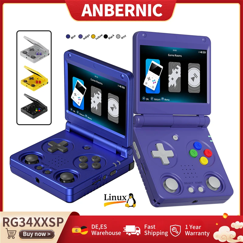 Anbernic RG34XXSP Flip Handheld Game Console 3.4